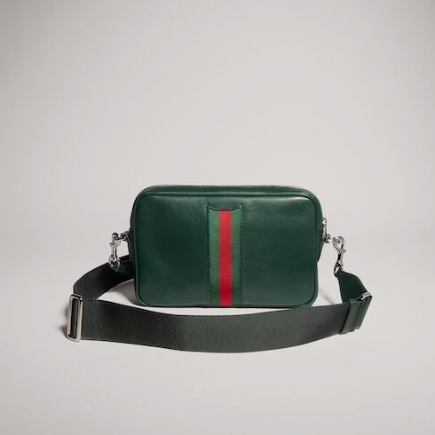 Men's Small Crossbody Bag With Leather And Web Intarsia