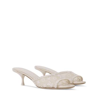 Women's 6 AM Monogram Embroidered Kitten-Heel Mule 1AK1ZH
