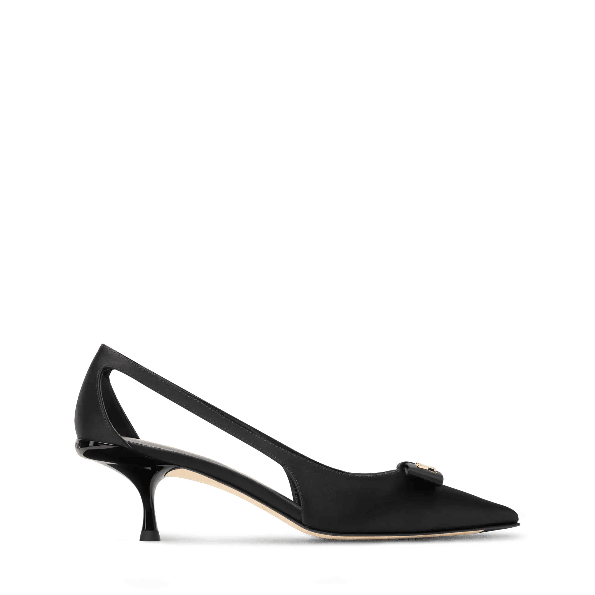 Women's 6AM Pump Black Satin Kitten Heel 1AK2KC