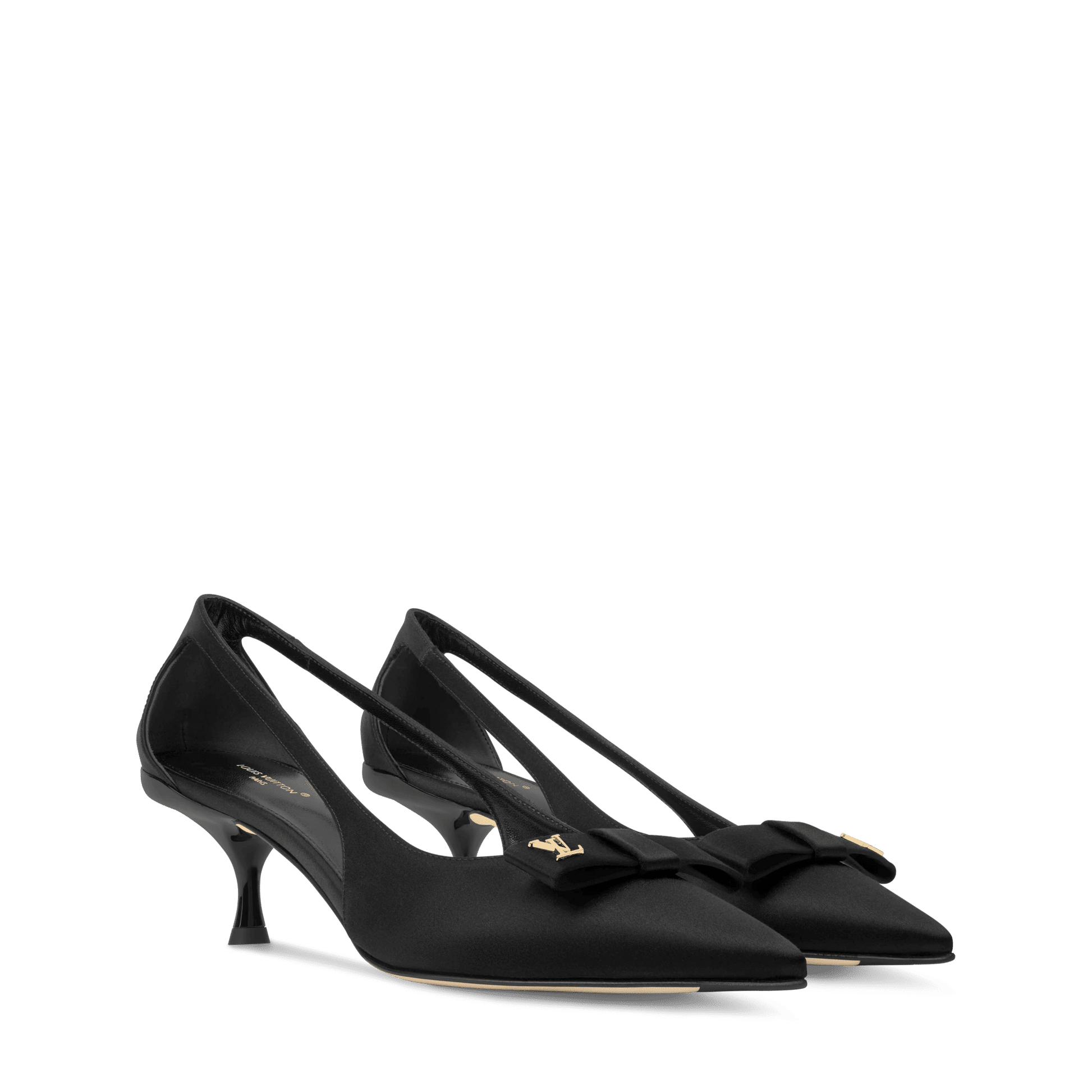 Women's 6AM Pump Black Satin Kitten Heel 1AK2KC