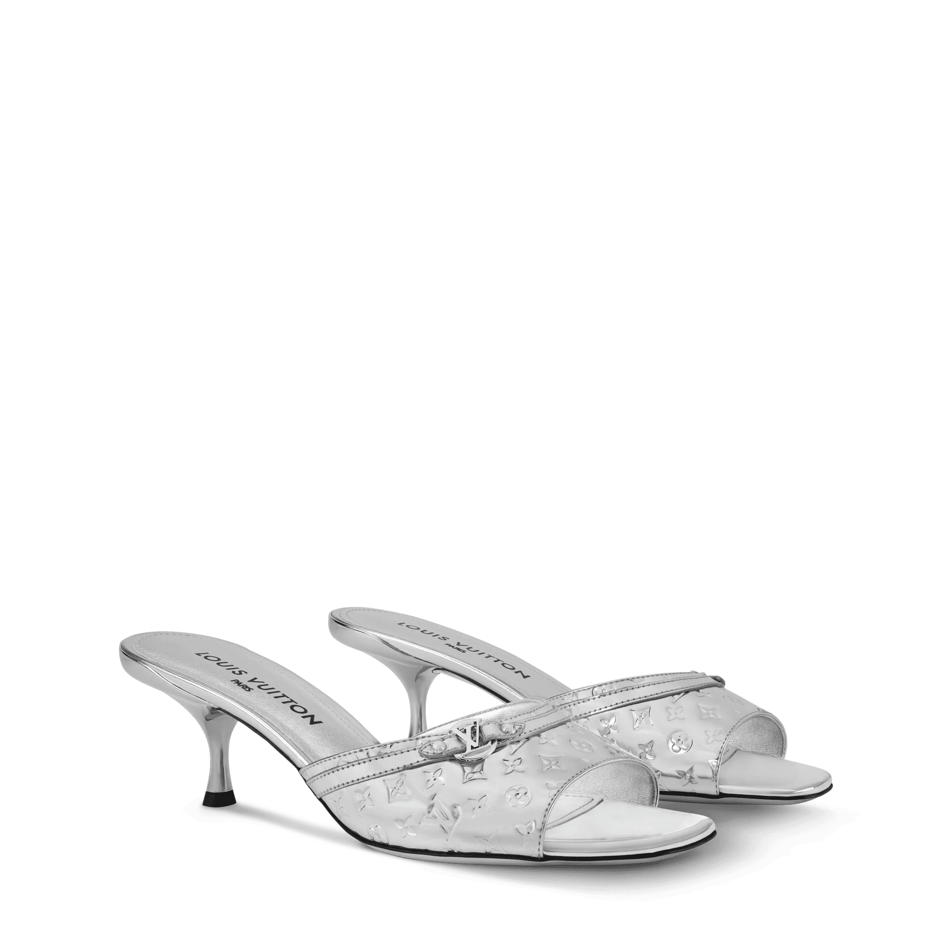 Women's 6 AM Monogram Mirror-Effect Calf Leather Kitten-Heel Mule 1AIVT3