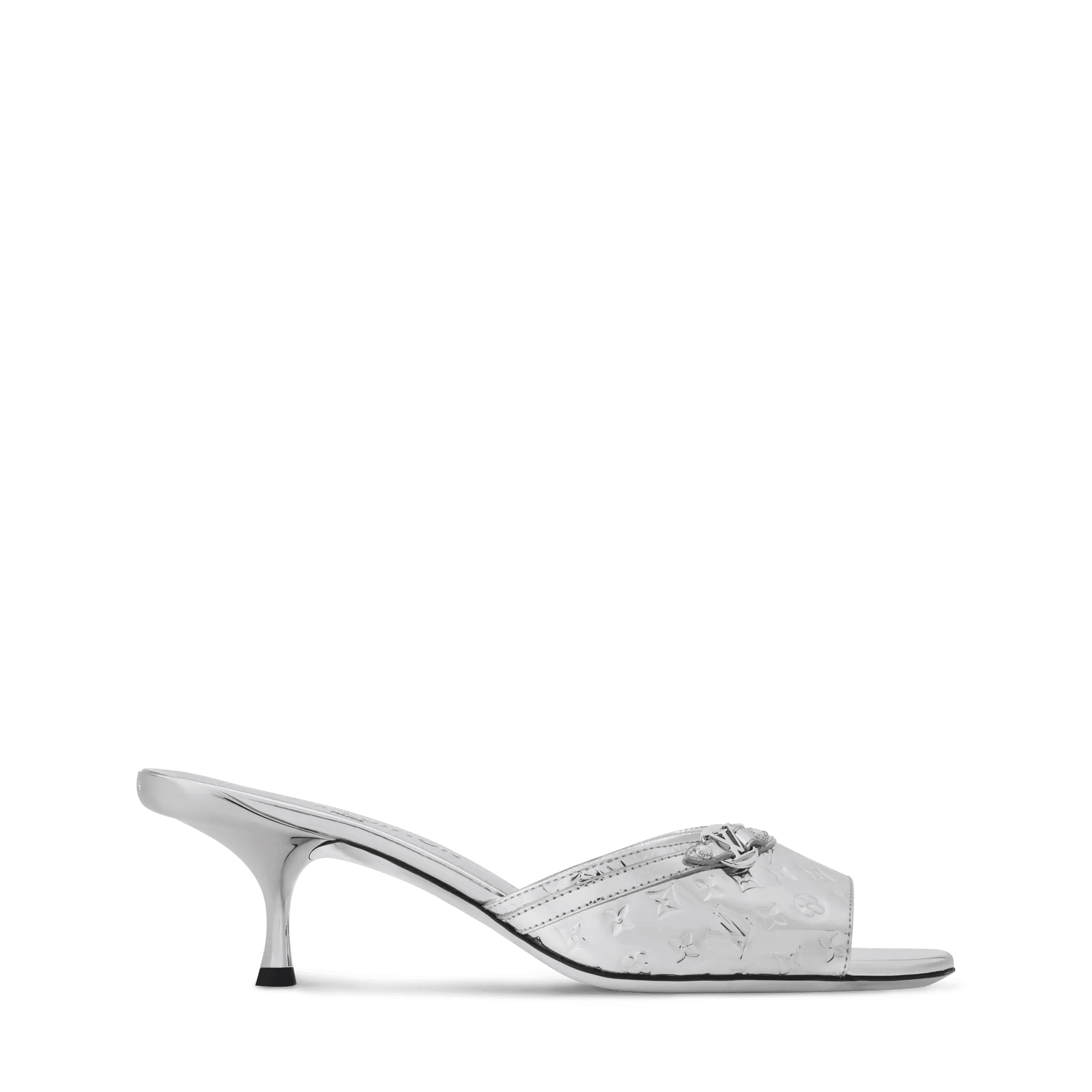 Women's 6 AM Monogram Mirror-Effect Calf Leather Kitten-Heel Mule 1AIVT3