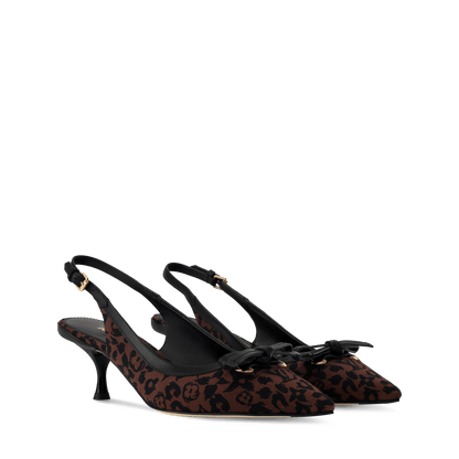 Women's 6AM Slingback Pump Brown Monogram Leopard Canvas 1AJL09