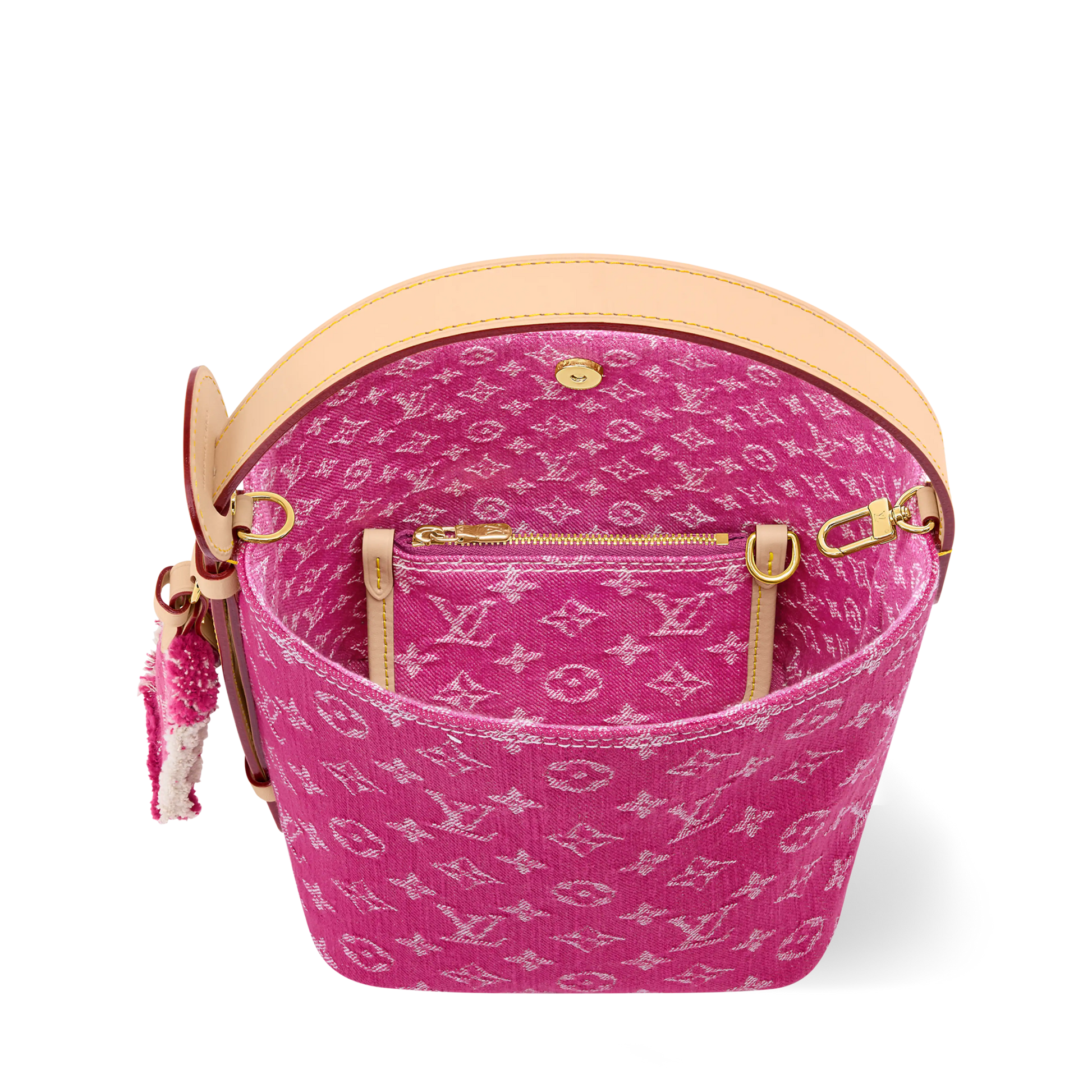All In BB Monogram Denim Fuchsia Gold-Toned Hardware