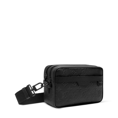 Alpha Messenger Monogram Shadow Calfskin Leather Black-Toned Hardware
