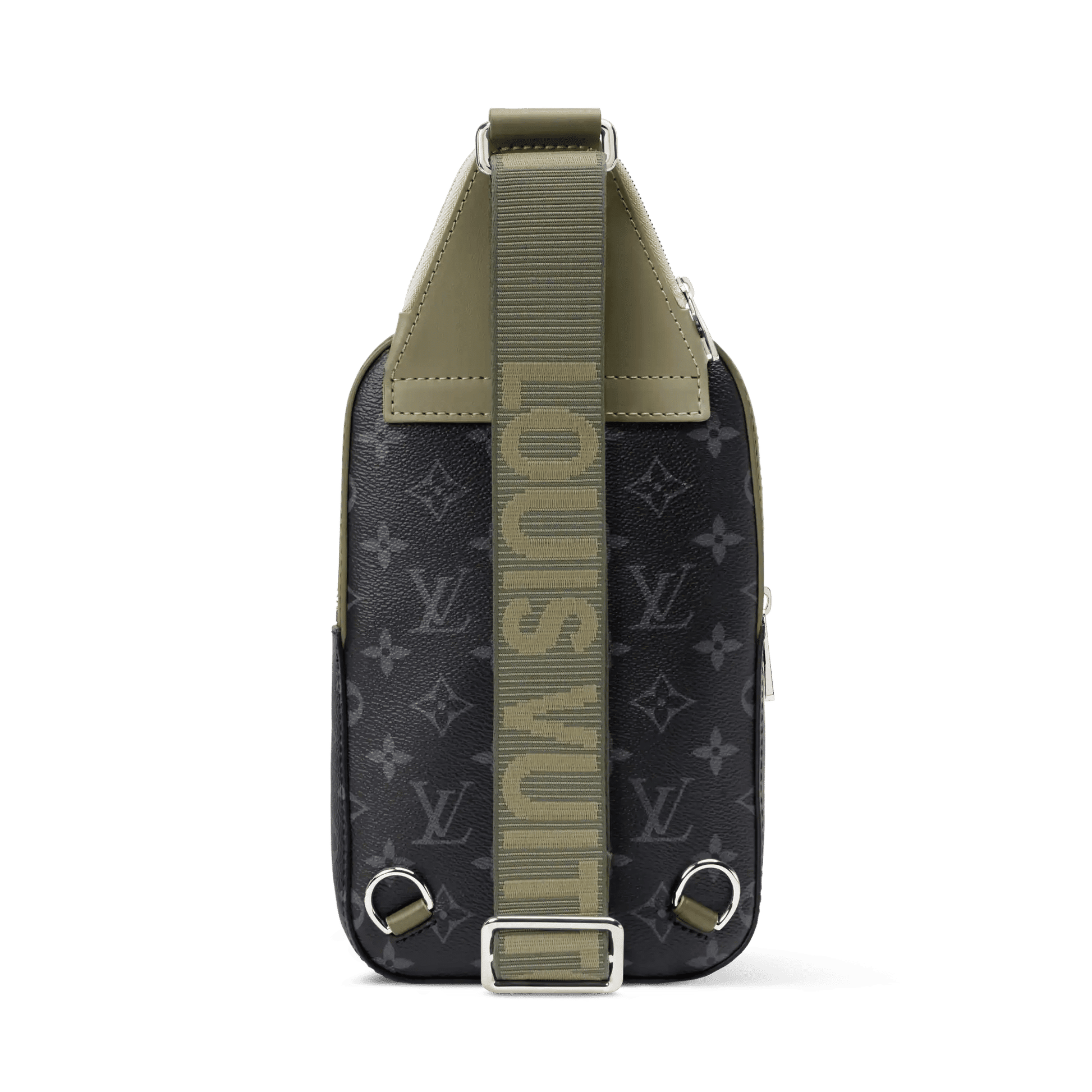 Avenue Slingbag PM Monogram Eclipse Canvas Khaki Green Palladium-Tone Hardware