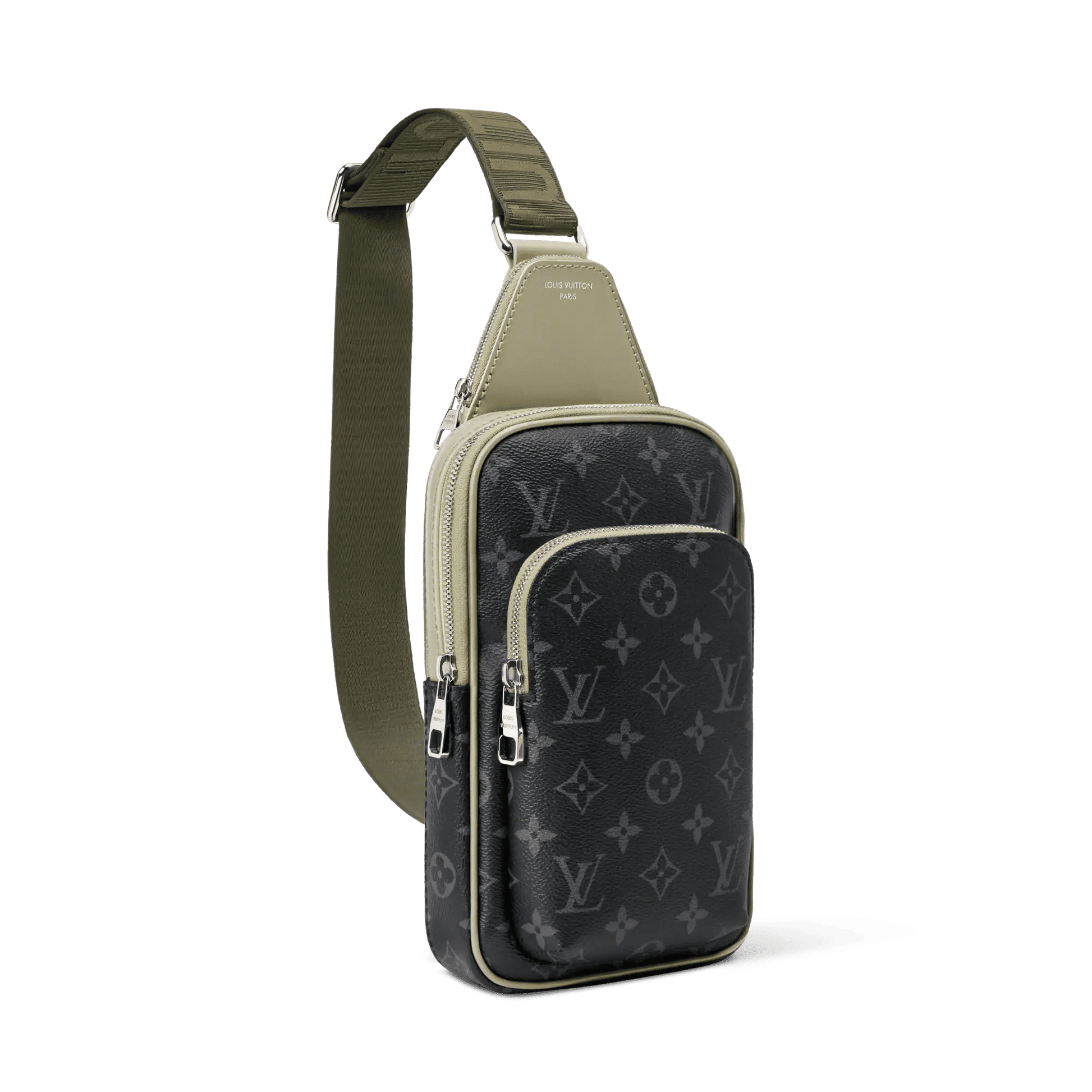 Avenue Slingbag PM Monogram Eclipse Canvas Khaki Green Palladium-Tone Hardware