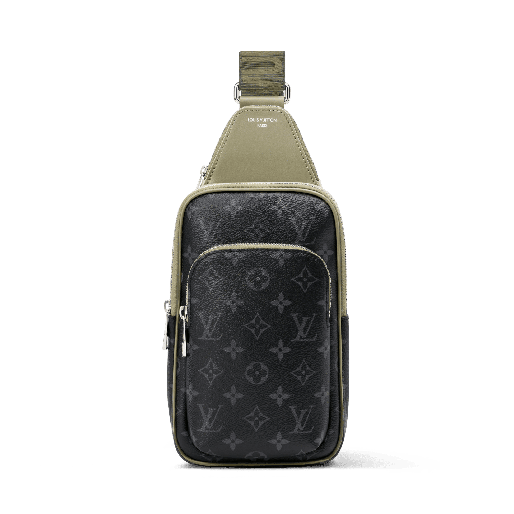 Avenue Slingbag PM Monogram Eclipse Canvas Khaki Green Palladium-Tone Hardware