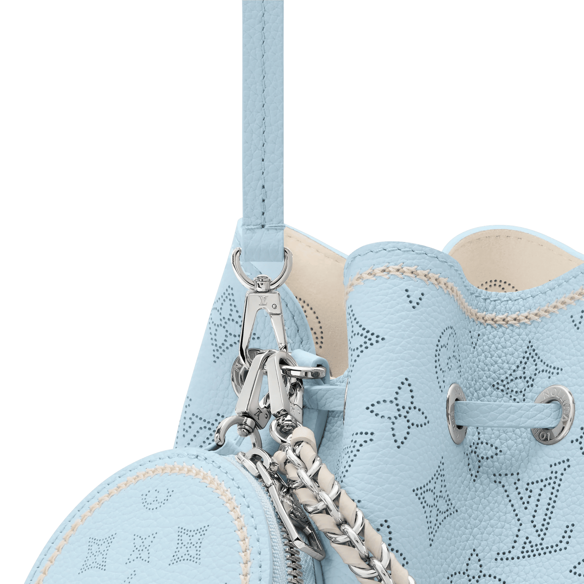 Women's Bella Mahina Bleu Olympe Perforated Calfskin Leather Tote Bag M28885