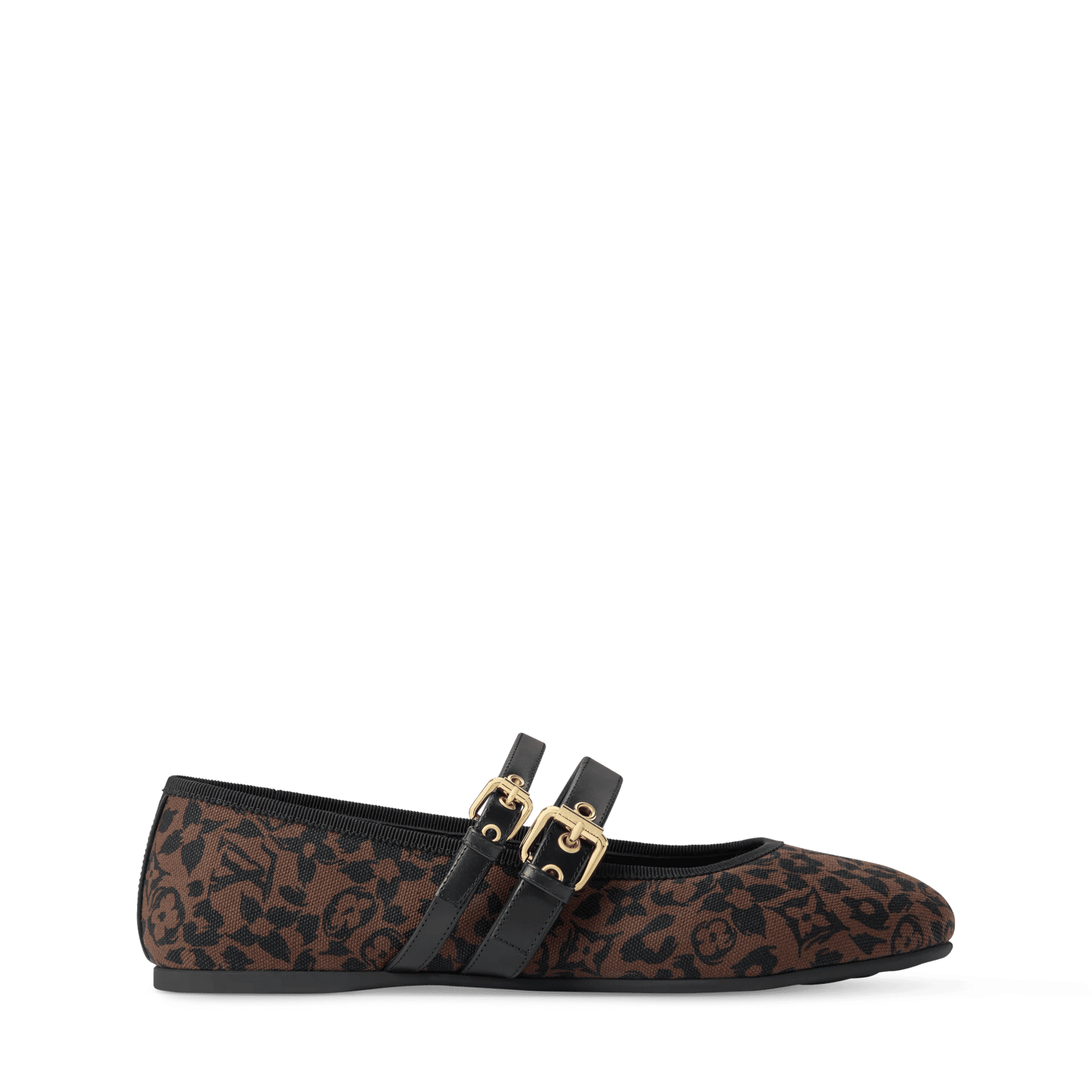 Women's Bella Mary-Jane Ballerina Brown Monogram Leopard Canvas 1AJNVB