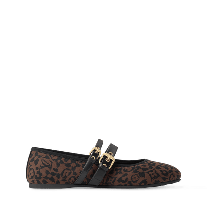 Women's Bella Mary-Jane Ballerina Brown Monogram Leopard Canvas 1AJNVB