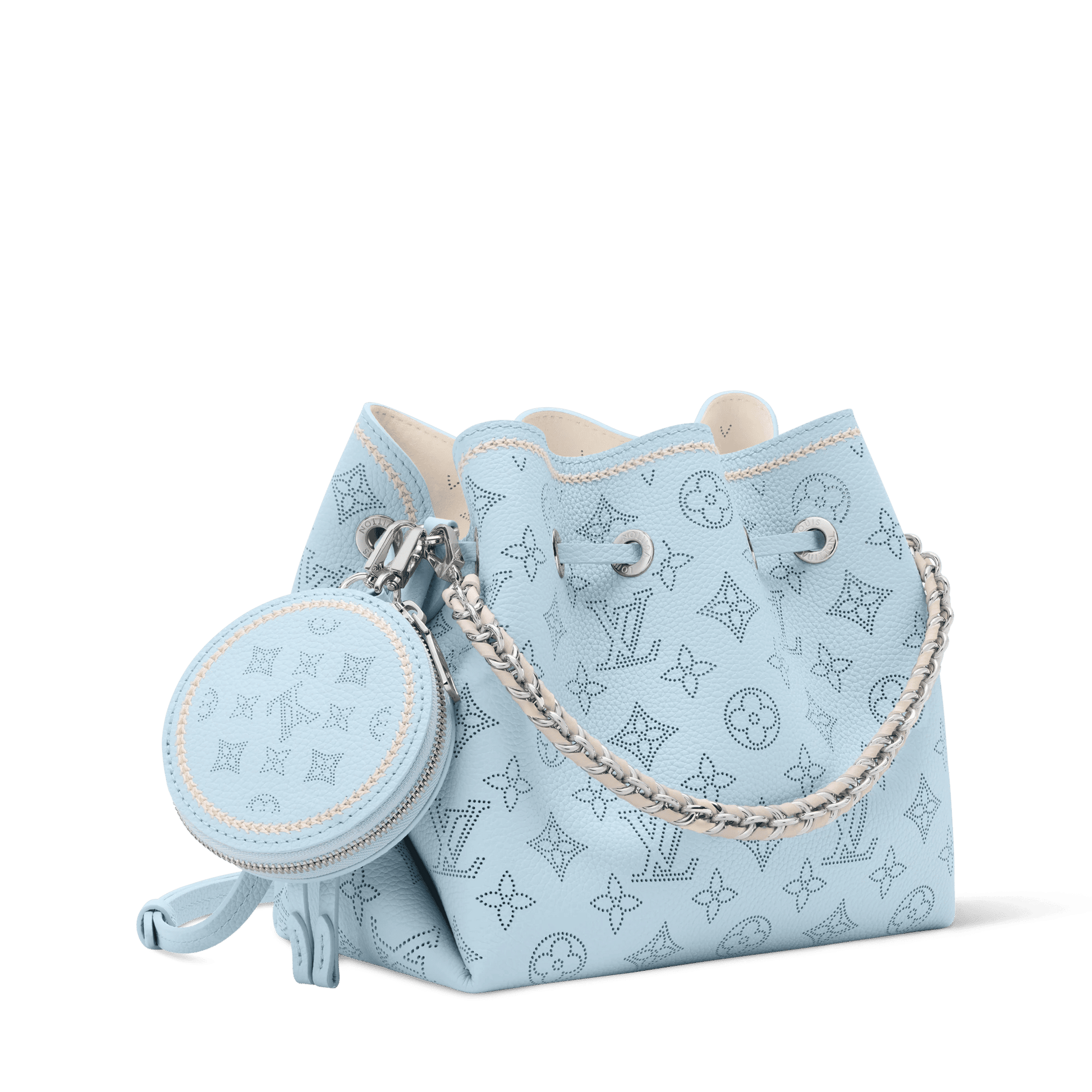 Women's Bella Mahina Bleu Olympe Perforated Calfskin Leather Tote Bag M28885