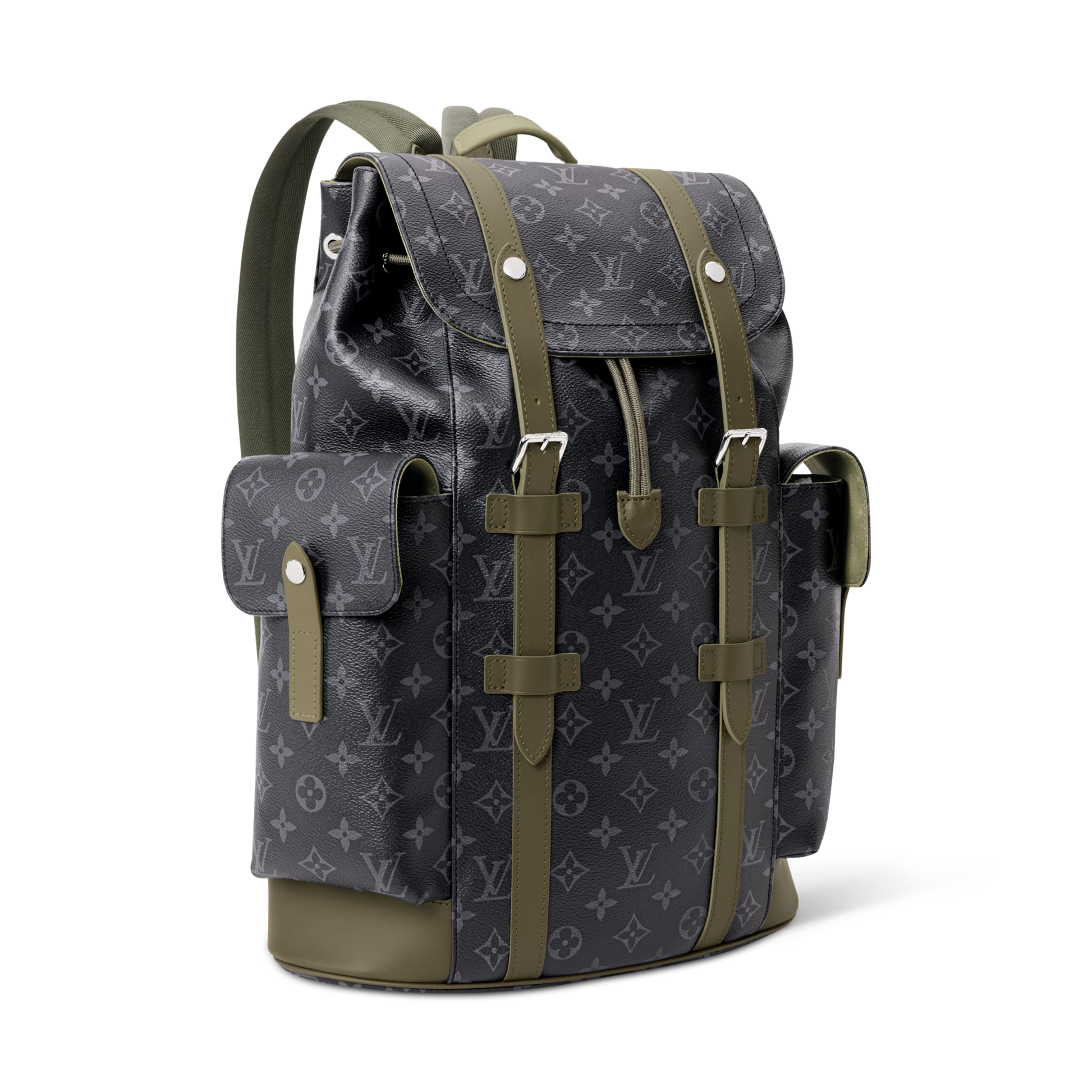 Christopher MM Monogram Eclipse Canvas Khaki Green Ruthenium-Tone Brass Hardware
