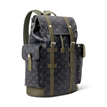 Christopher MM Monogram Eclipse Canvas Khaki Green Ruthenium-Tone Brass Hardware