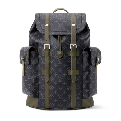 Christopher MM Monogram Eclipse Canvas Khaki Green Ruthenium-Tone Brass Hardware
