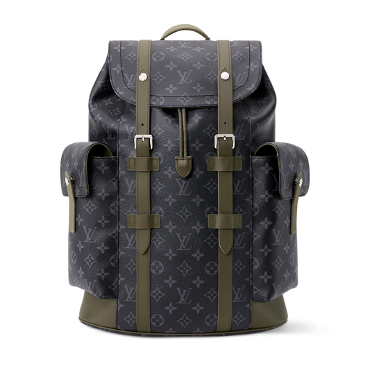 Christopher MM Monogram Eclipse Canvas Khaki Green Ruthenium-Tone Brass Hardware