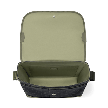 Courrier Messenger Monogram Eclipse Canvas Khaki Green Palladium-Tone Brass Hardware