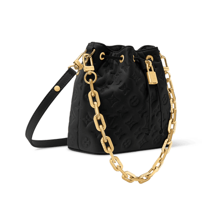 Women's Coussin Bucket Monogram Embossed Lambskin Leather Bucket Bag M26216