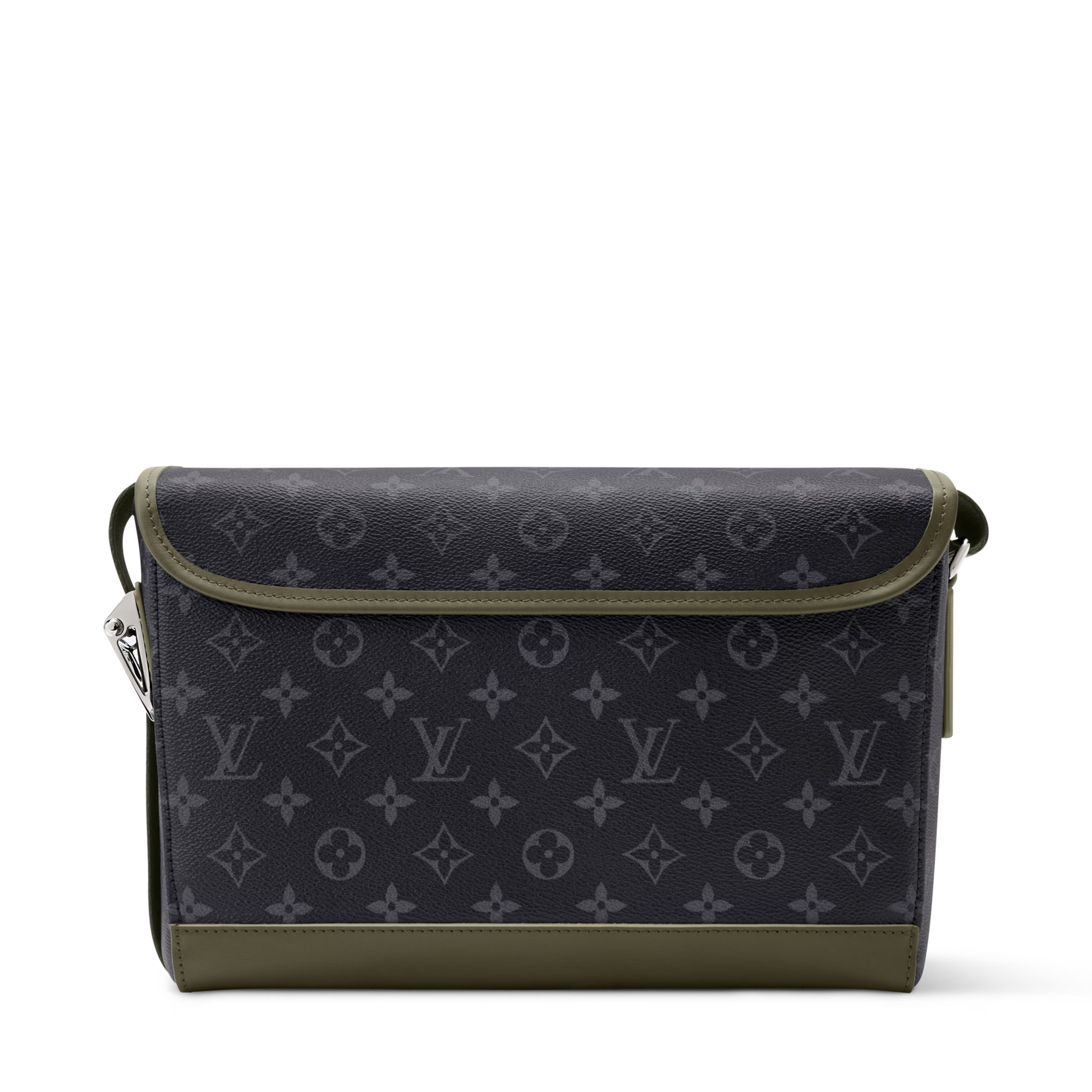 Courrier Messenger Monogram Eclipse Khaki Green Cowhide Palladium-Tone Brass