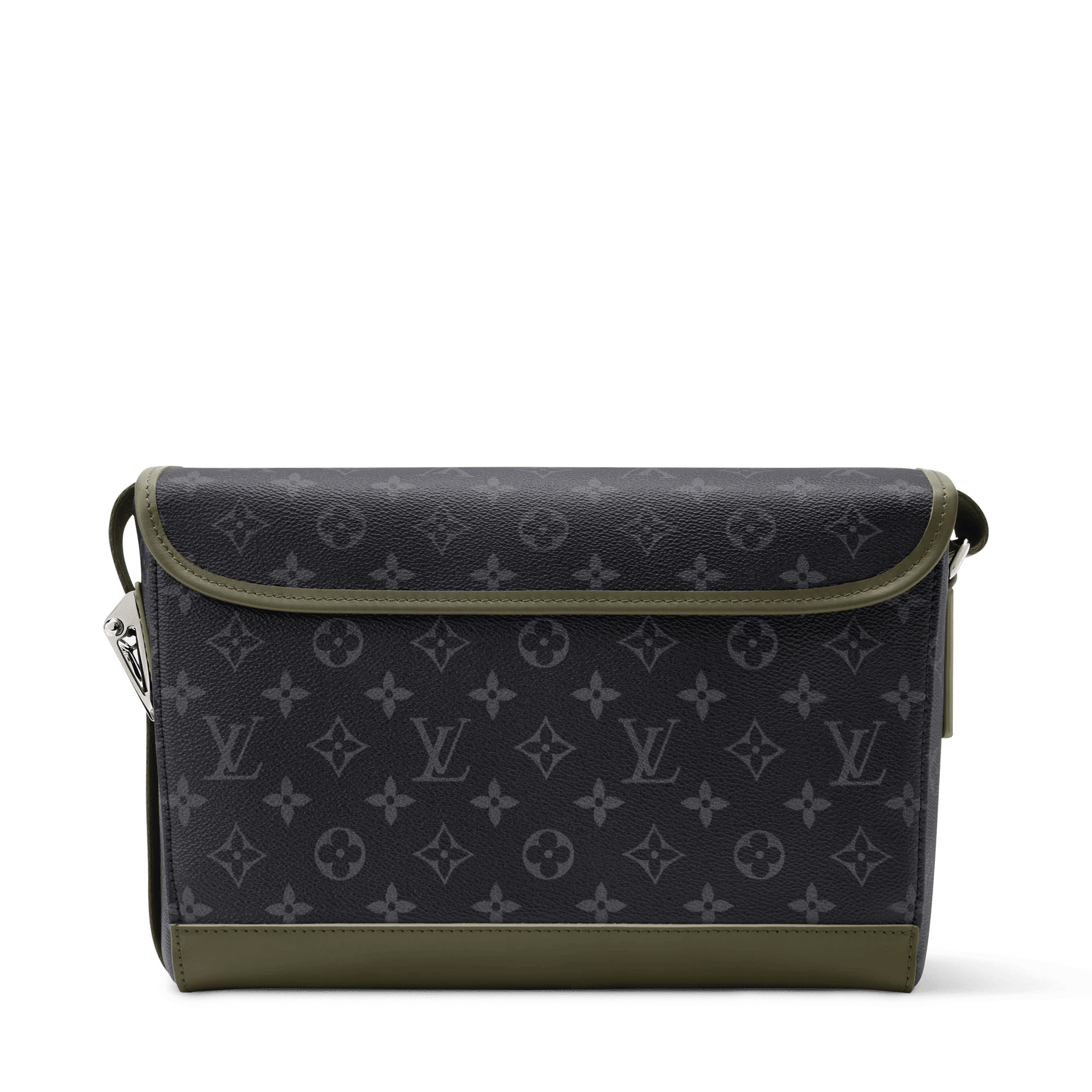 Courrier Messenger Monogram Eclipse Canvas Khaki Green Palladium-Tone Brass Hardware