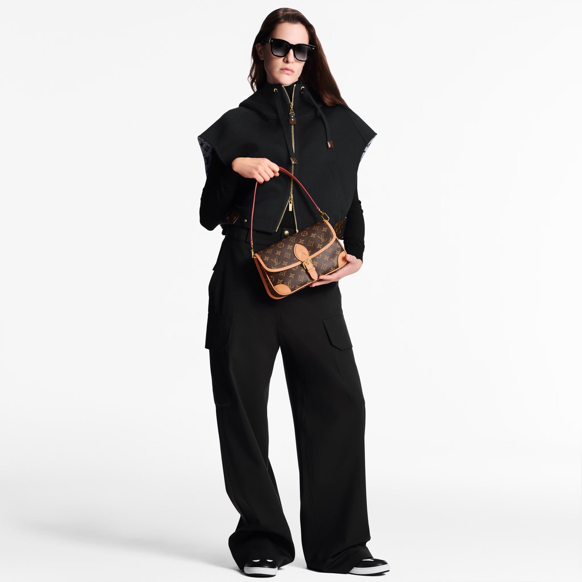 Diane Monogram Coated Canvas Black Gold-Color Hardware