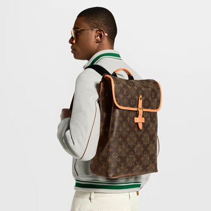 Men's Flaneur Backpack Monogram Grid Jaune Mat