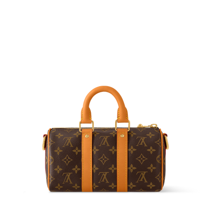 Keepall 25 Cargo Monogram Canvas Aged Cowhide Trim Gold-Toned Hardware