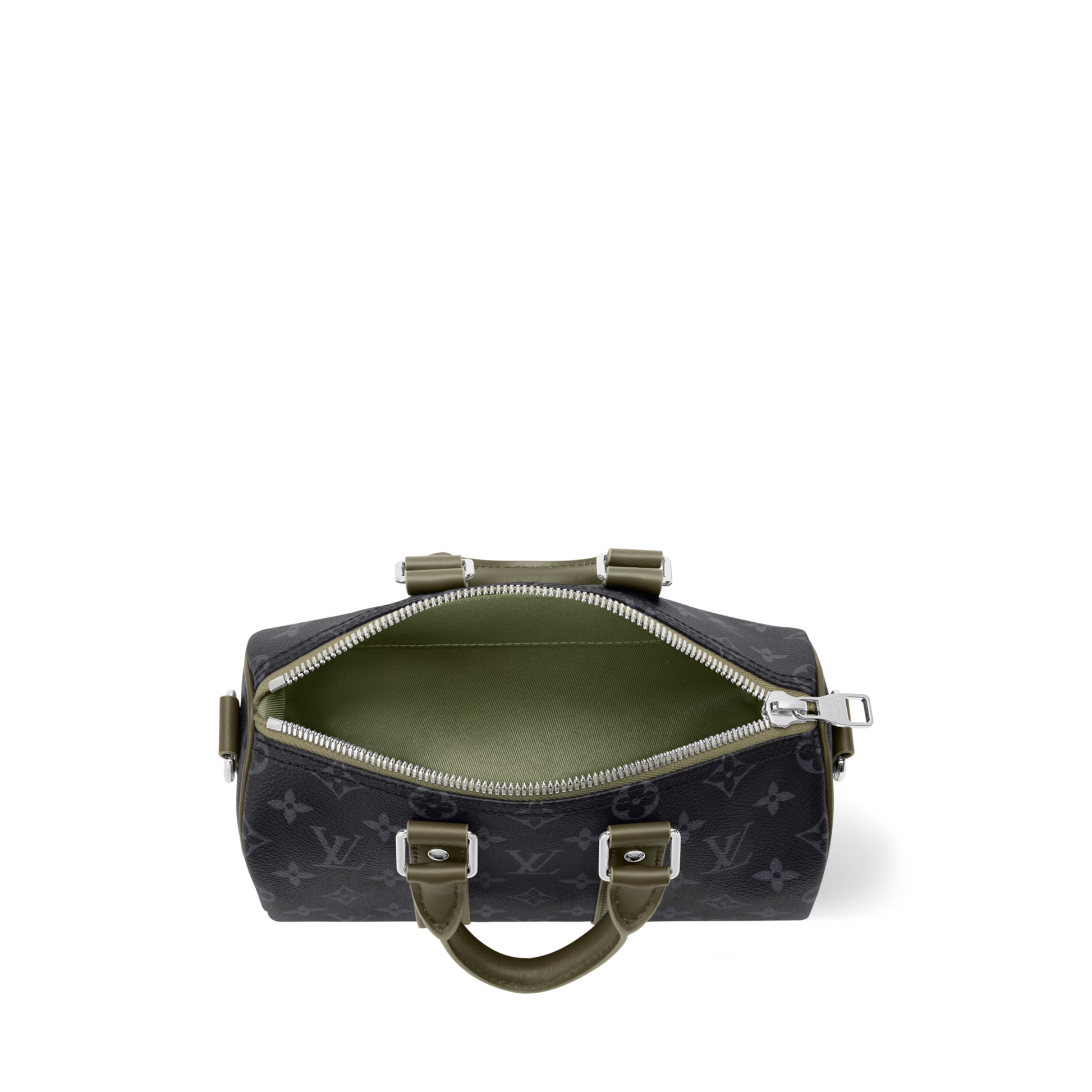 Keepall Bandoulière 25 Monogram Eclipse Canvas Khaki Green Ruthenium Hardware