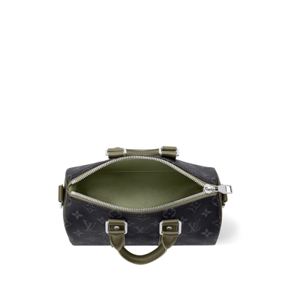 Keepall Bandoulière 25 Monogram Eclipse Canvas Khaki Green Ruthenium Hardware