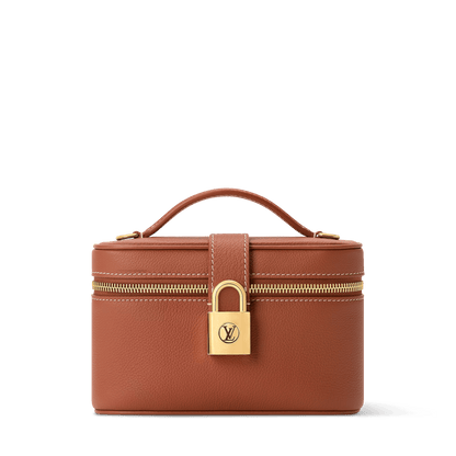 Vanity Pouch Cognac Low Key Calfskin Leather Aged Gold-Toned Hardware