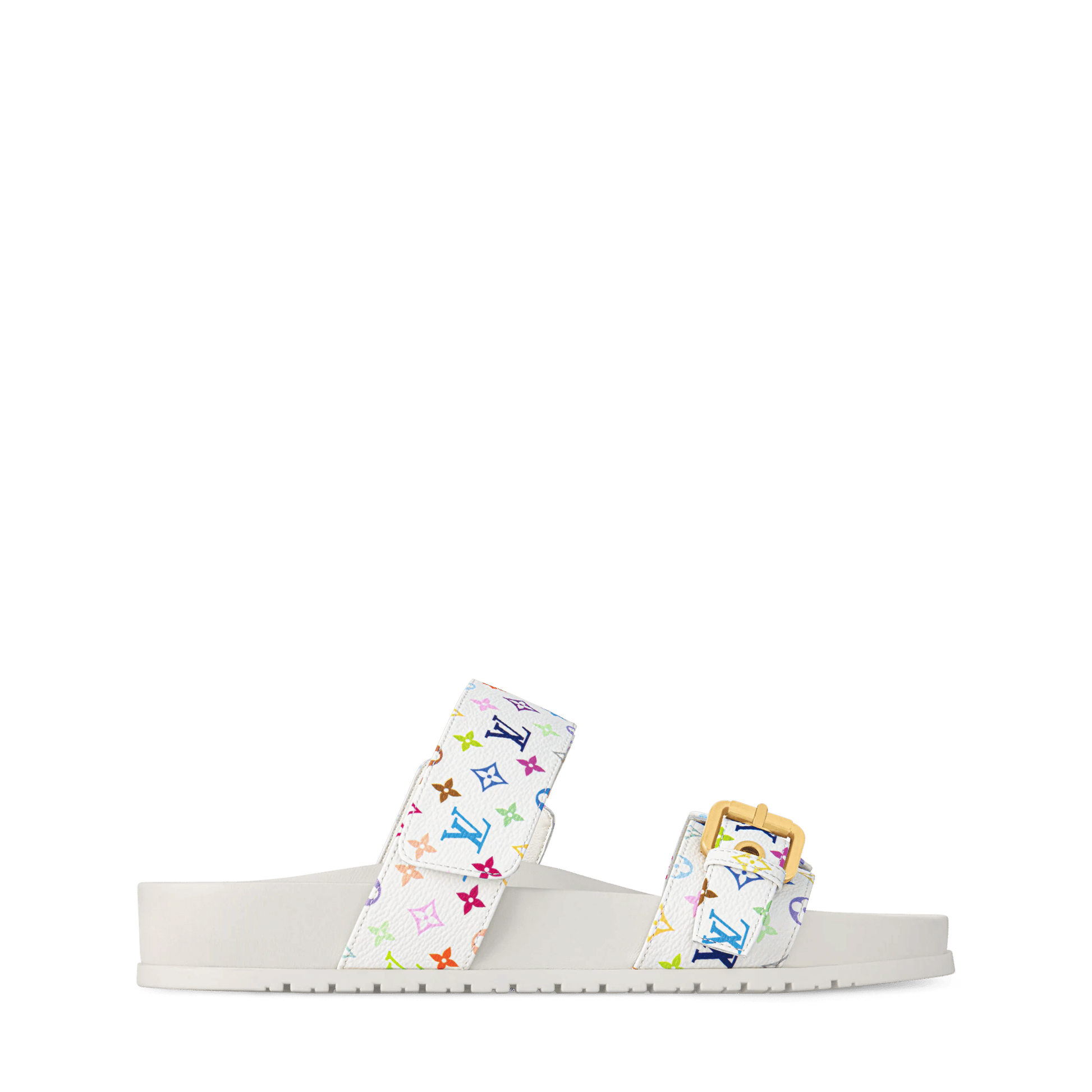 Women's Bom Dia Flat Comfort Mule White Monogram Multicolore Canvas 1AJLIH