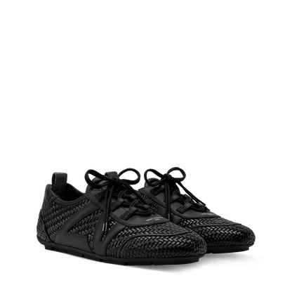 Women's LV Sneakerina Black Braided Lambskin Sneaker 1AJZI3