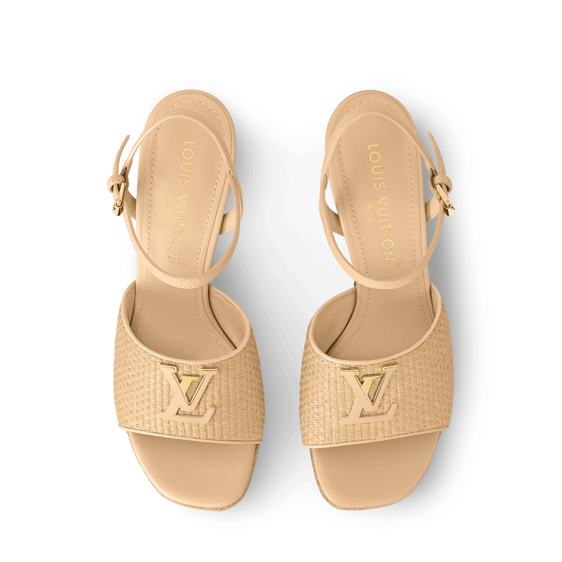 Women's LV Mare Wedge Sandal Natural Raffia 1AHLM2