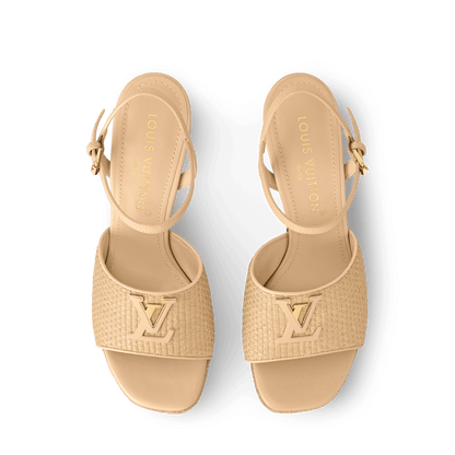 Women's LV Mare Wedge Sandal Natural Raffia 1AHLM2