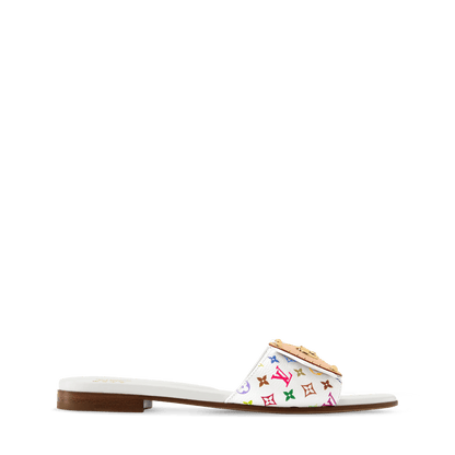 Women's Frame Flat Mule White Monogram Multicolore Canvas 1AJJYL