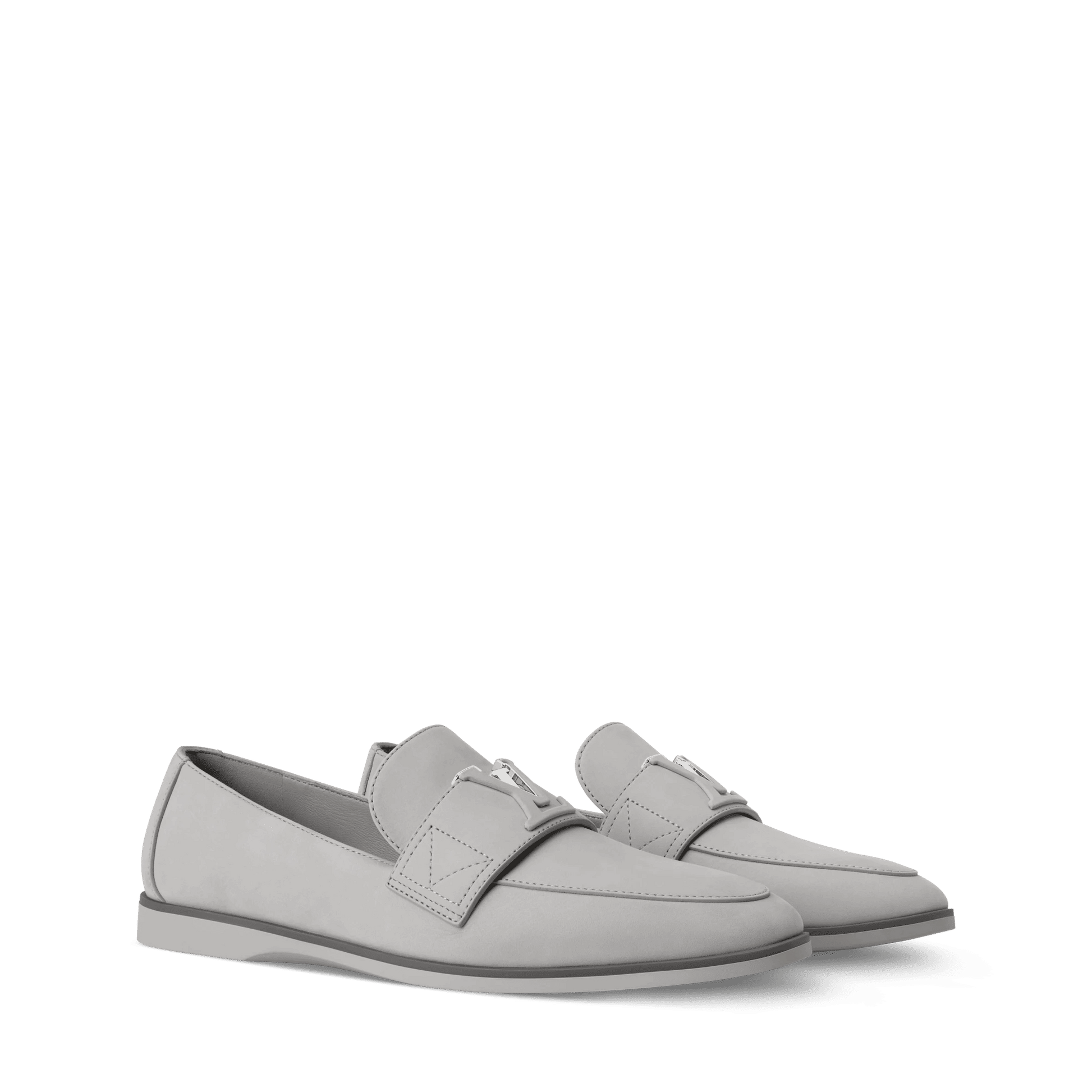 Women's LV Mare Flex Open Back Loafer Light Gray Nubuck Calf Leather 1AIGRO