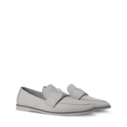 Women's LV Mare Flex Open Back Loafer Light Gray Nubuck Calf Leather 1AIGRO