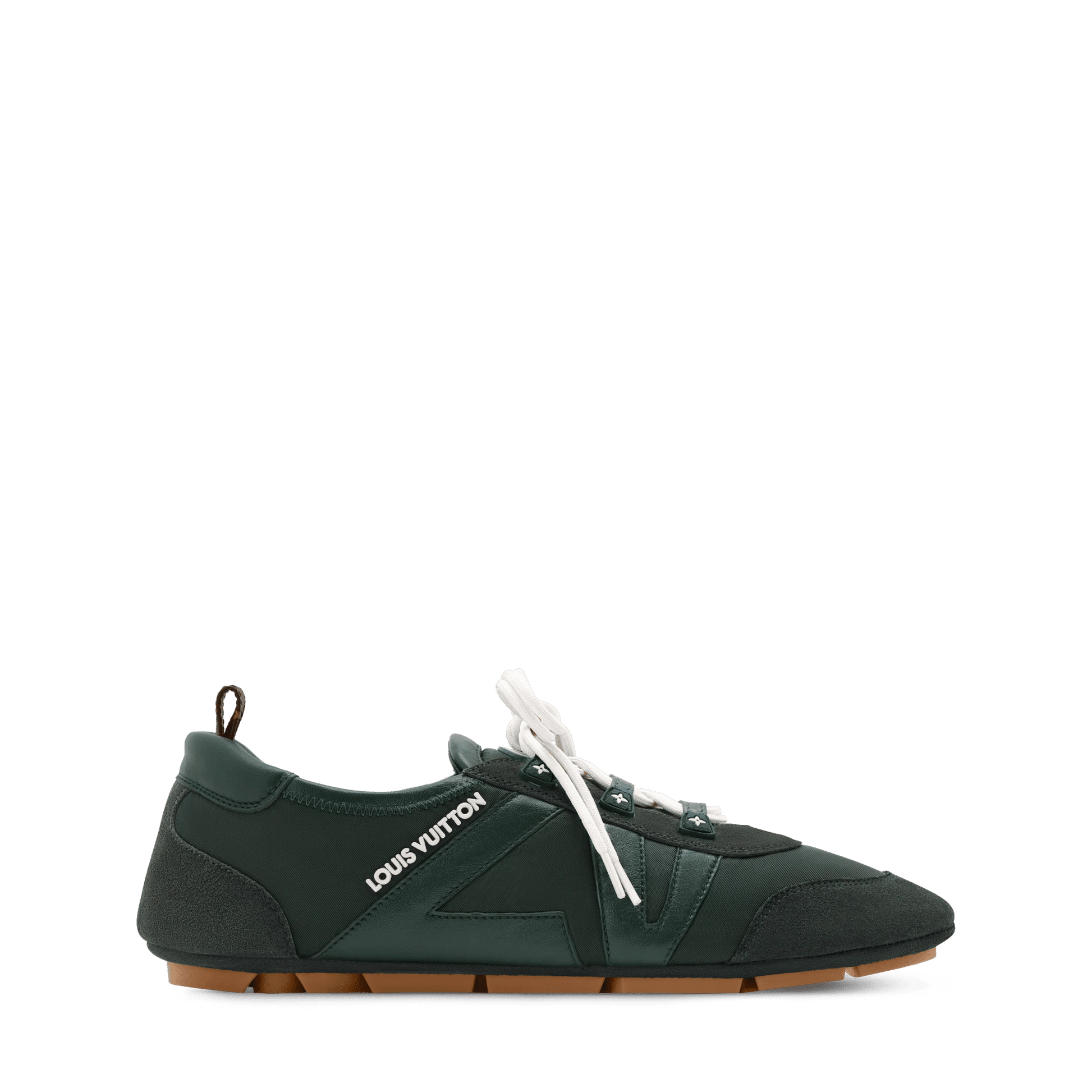 Women's LV Sneakerina Sneaker Ballerina Forest Green Nylon Suede 1AIVKR