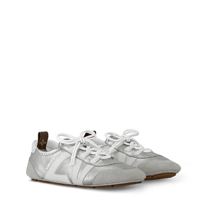 Women's LV Sneakerina Sneaker Silver Metallic Grained Calf Leather 1AHOJD