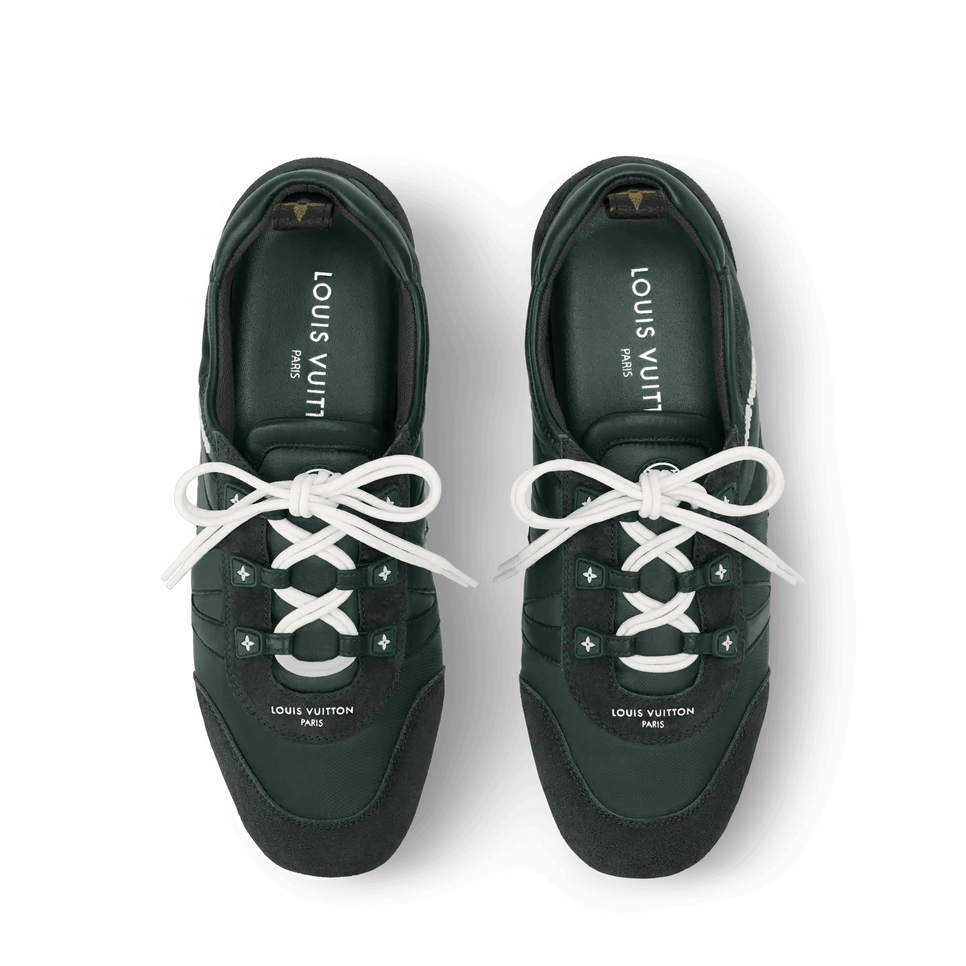 Women's LV Sneakerina Sneaker Ballerina Forest Green Nylon Suede 1AIVKR