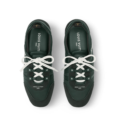 Women's LV Sneakerina Sneaker Ballerina Forest Green Nylon Suede 1AIVKR
