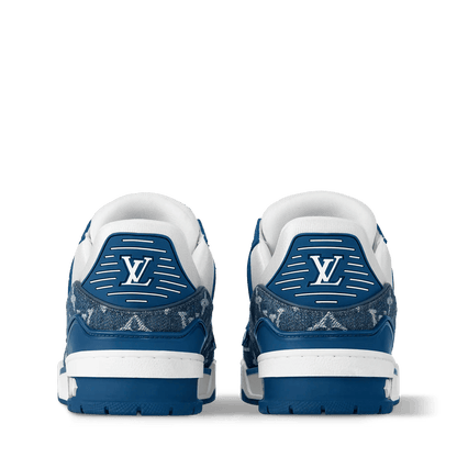 Women's LV Trainer Sneaker Light Blue Calf Leather Monogram Denim 1AC2AG