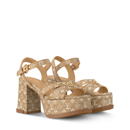 Women's Maya Platform Sandal Natural Monogram Raffia 1AHOEH