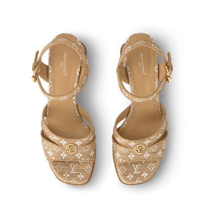 Women's Maya Platform Sandal Natural Monogram Raffia 1AHOEH