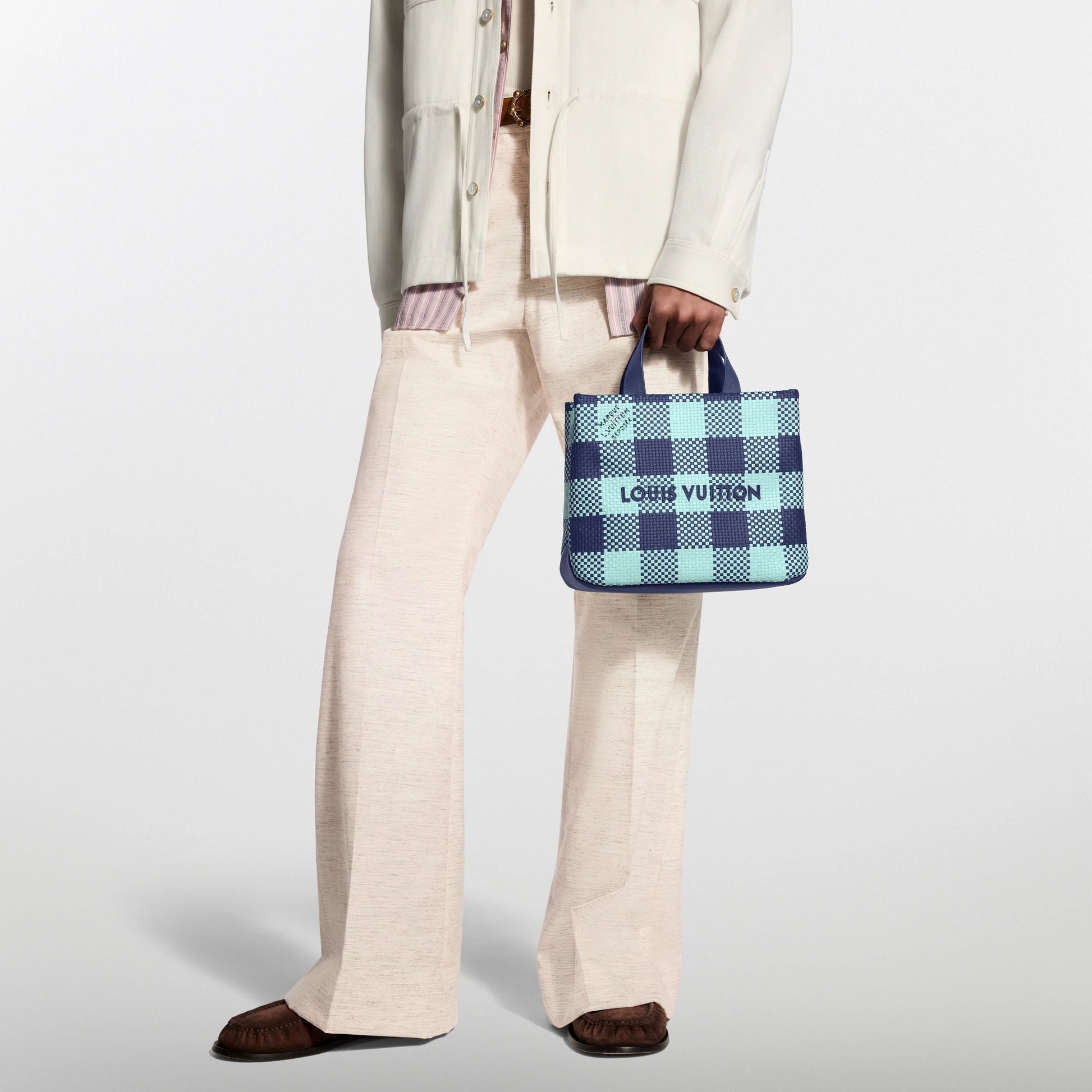 Men's Mini Shopper Tote Monogram Damier Blue