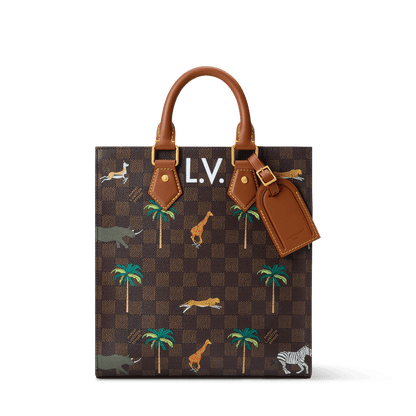 Men's Mini Sac Plat Damier Heritage Canvas Brown