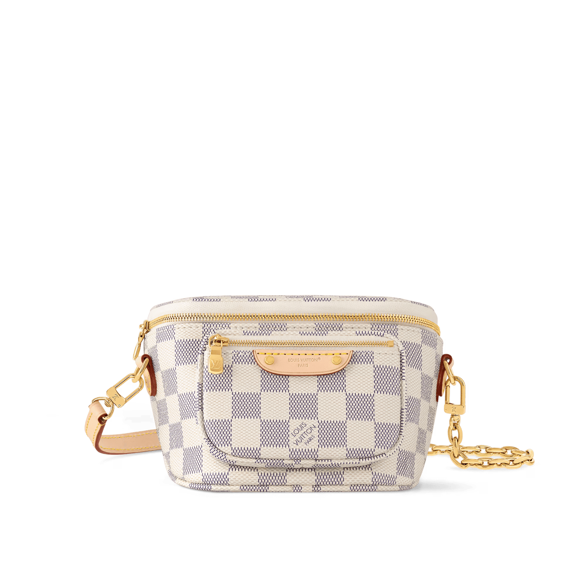 Mini Bumbag Damier Azur Coated Canvas Gold-Toned Hardware