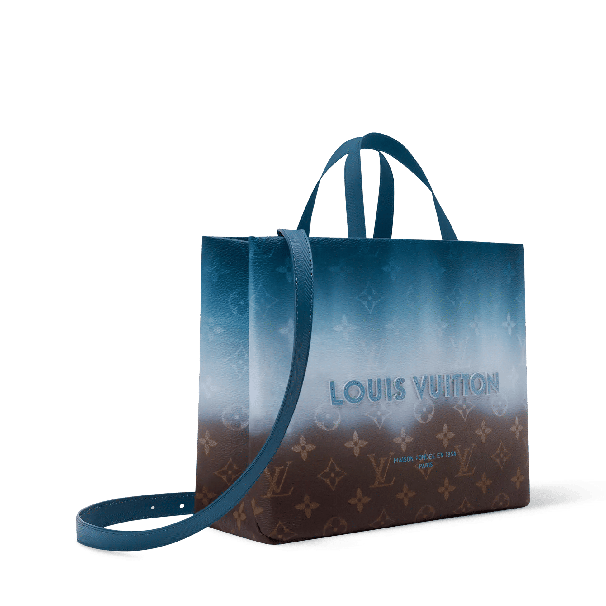 Men's Mini Shopper Tote Monogram Pigment Blue