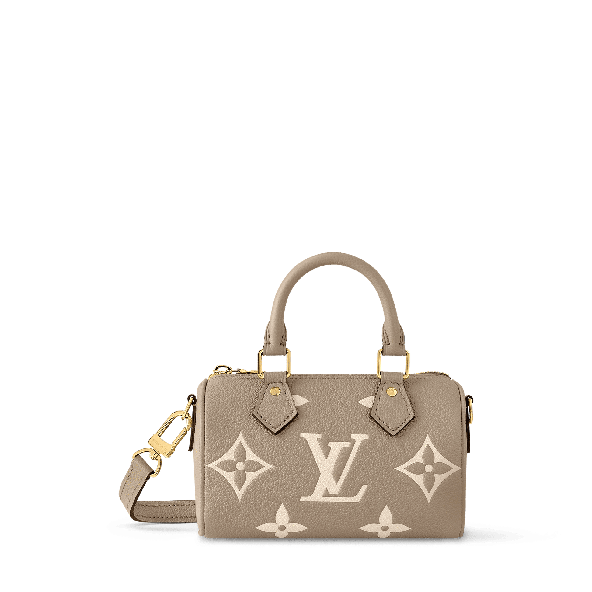 Nano Speedy Monogram Empreinte Leather Dove Cream Gold-Toned Hardware