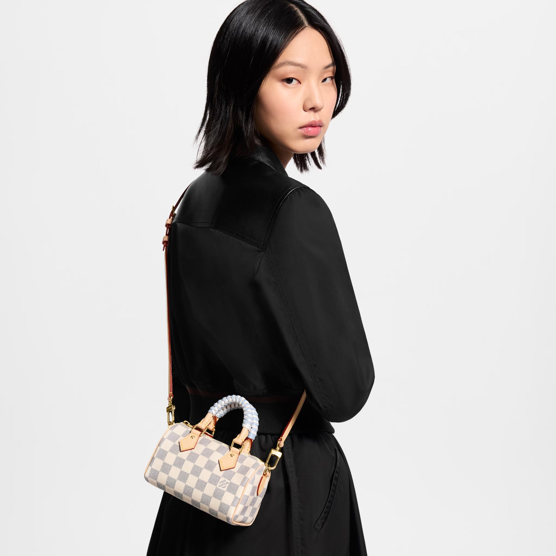 Nano Speedy Damier Azur Coated Canvas Gold-Toned Hardware